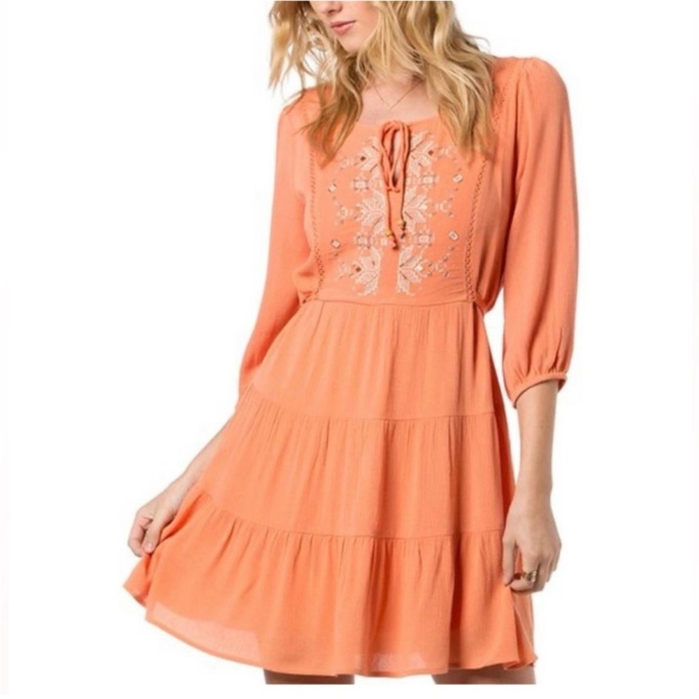 Miss Me Beaded Embroidery Peasant Dress NWT